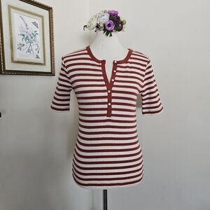 NWT J. Crew Ribbed Striped Henley Top